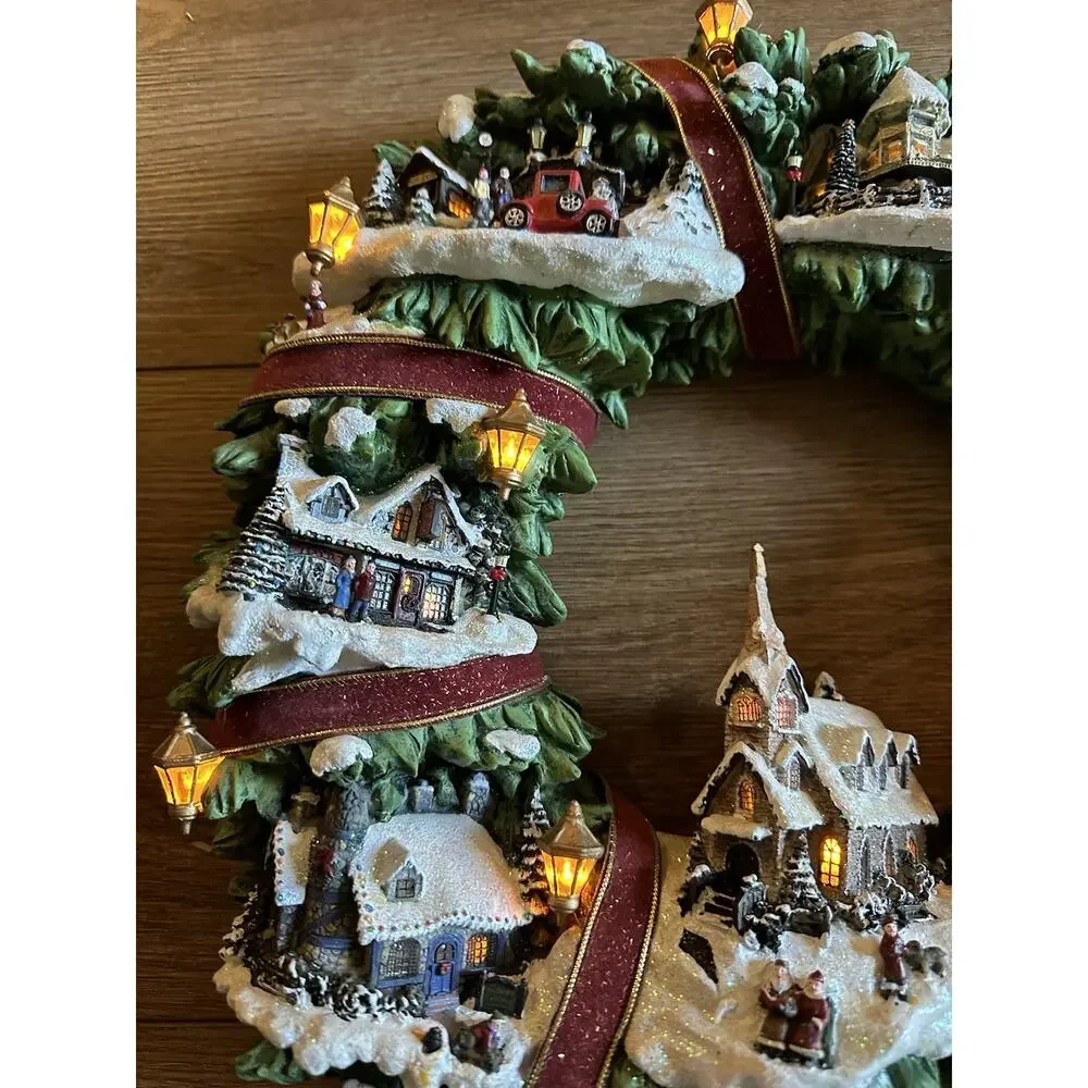 Thomas Kinkade Christmas Village Wreath Hamilton Collection